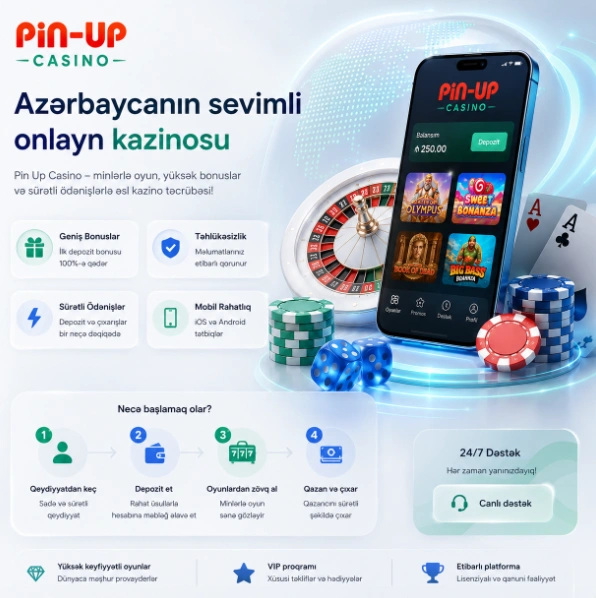 PinUp Casino Azərbaycanda yüksək bonuslar, sürətli çıxarışlar, təhlükəsiz ödənişlər və 24/7 dəstək