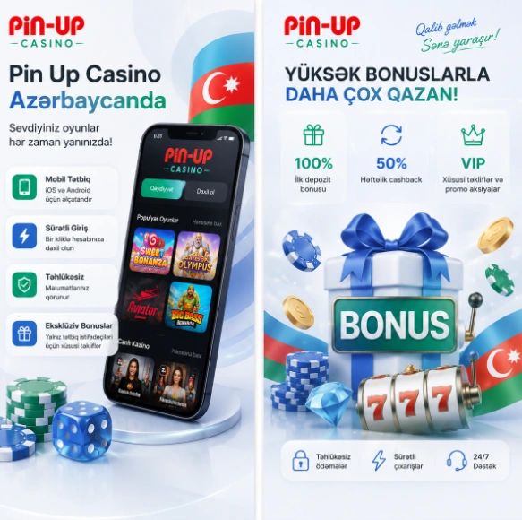 Pin Up Casino Azərbaycanda mobil tətbiq, bonuslar, təhlükəsiz ödənişlər və onlayn kazino oyunları